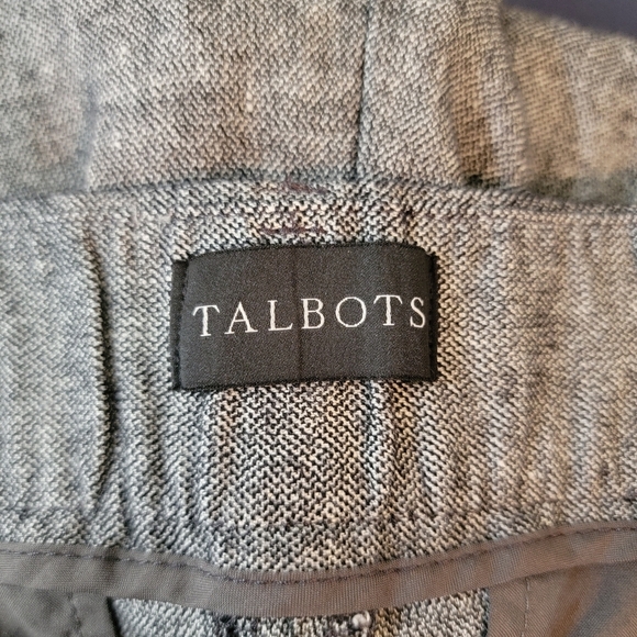 TALBOTS Bristol Pant Women Sz 14 Gray Linen Blend Pleat Front Cropped Minimalist - Picture 9 of 12